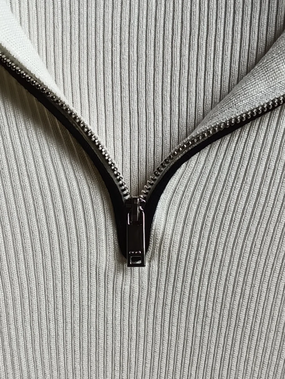 DKNY Cream Half-Zip Ribbed Sweater